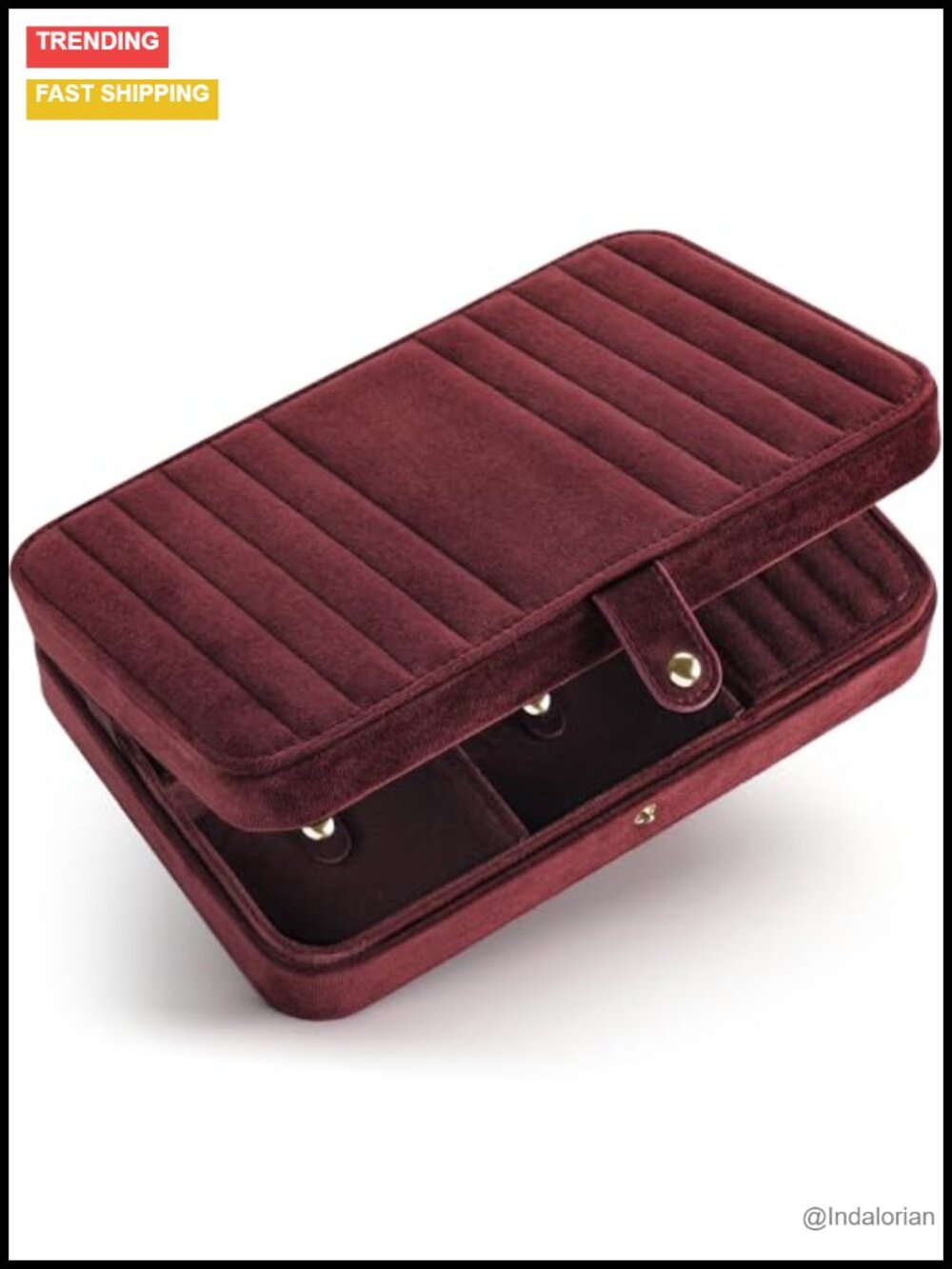 Velvet Travel Jewelry Organizer Case Hidden Compartment